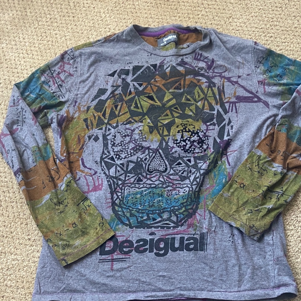 Desigual Multicolor Geometric Face Shirt